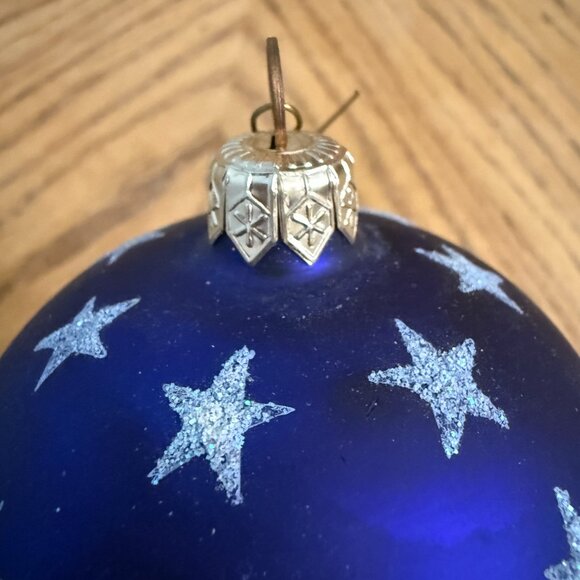 Vintage Handmade Hand Painted Glass God Bless America Ornament Red White Blue - Picture 8 of 14